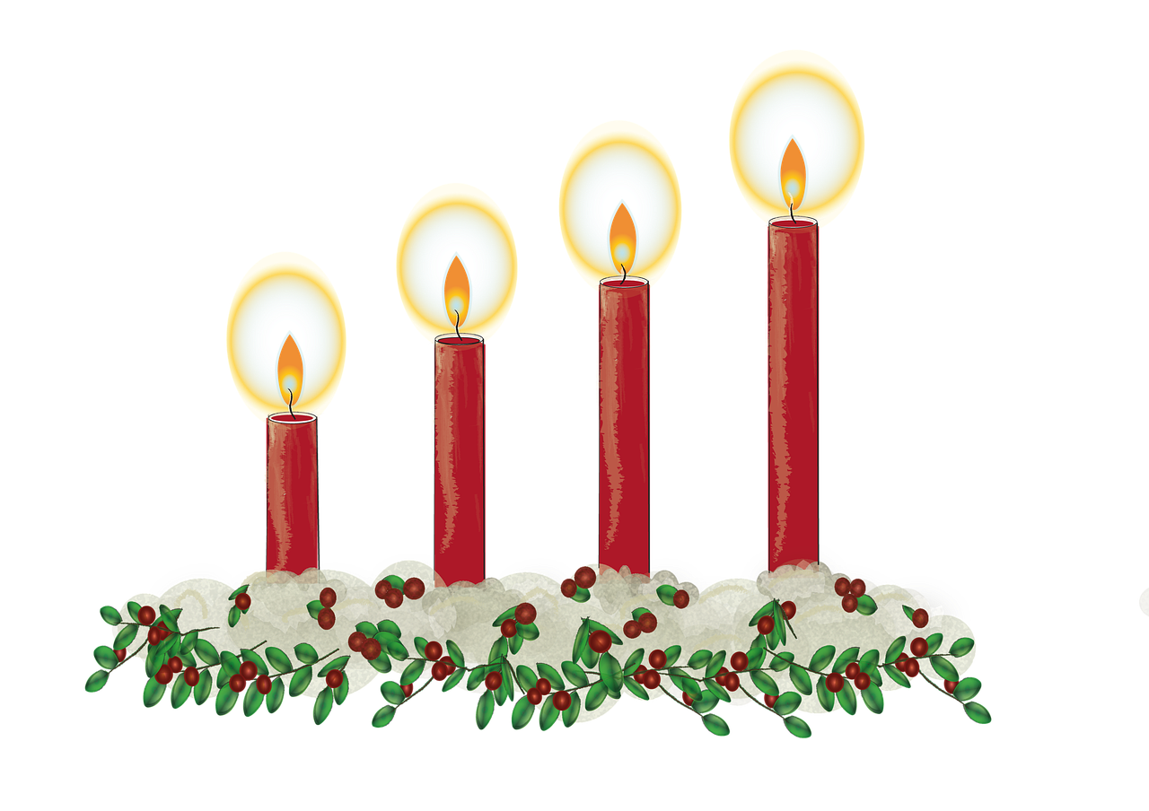 a group of red candles sitting on top of a cake, a digital rendering, by Susan Heidi, naive art, christmas lights, on black background, in a row, four