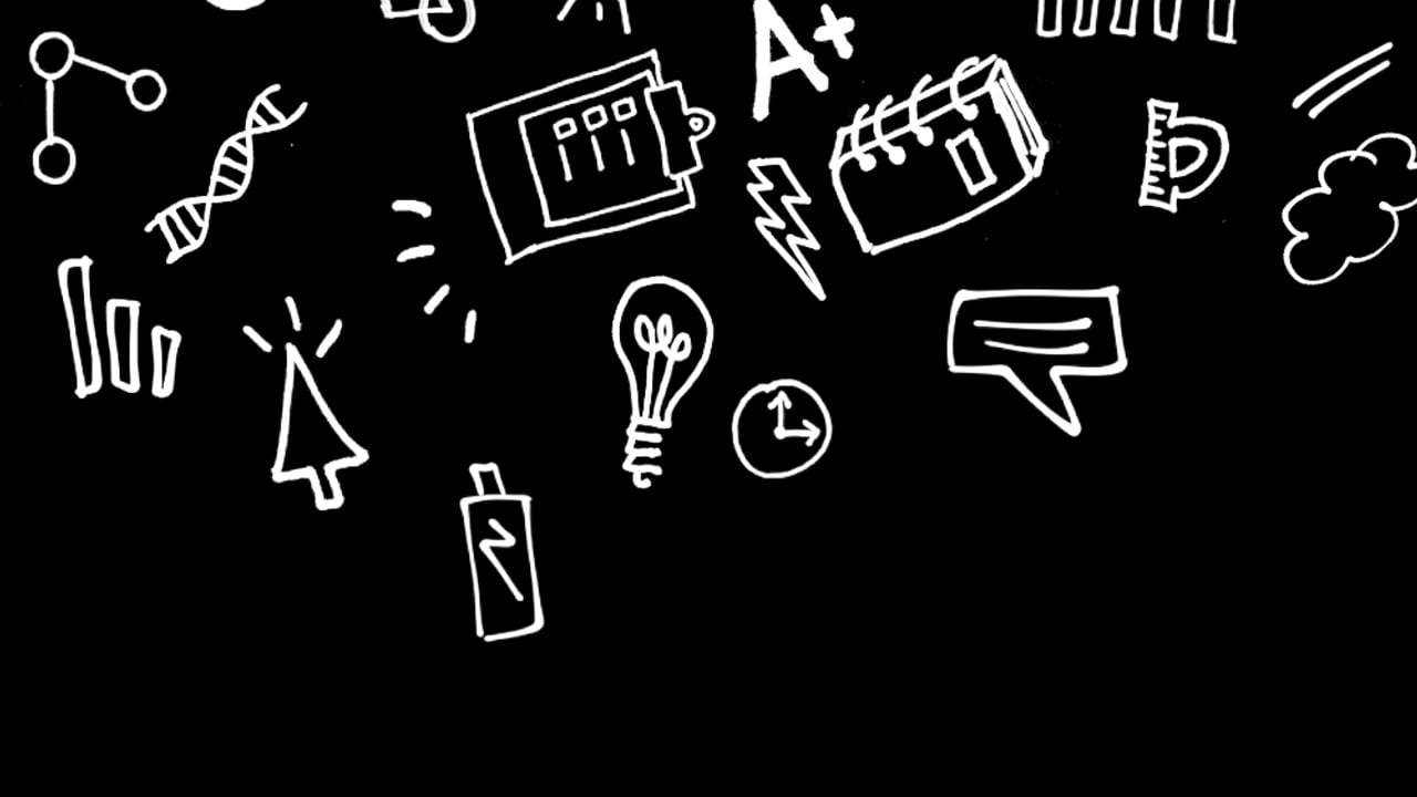 a blackboard with a bunch of drawings on it, a cartoon, unsplash, electricity highly detailed, amoled wallpaper, ((oversaturated)), super detail of each object