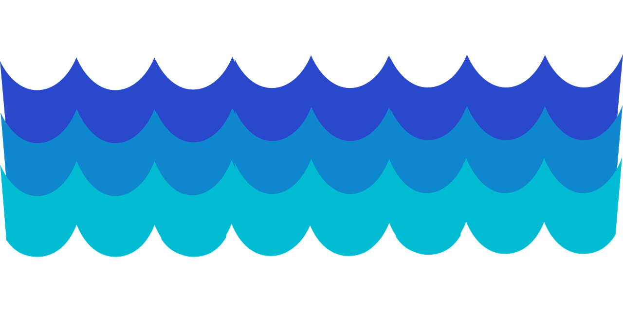 a blue and green wave pattern on a black background, a digital rendering, inspired by Katsushika Ōi, water type, ( ( dithered ) ), flat 2 d design, blue and black color scheme))