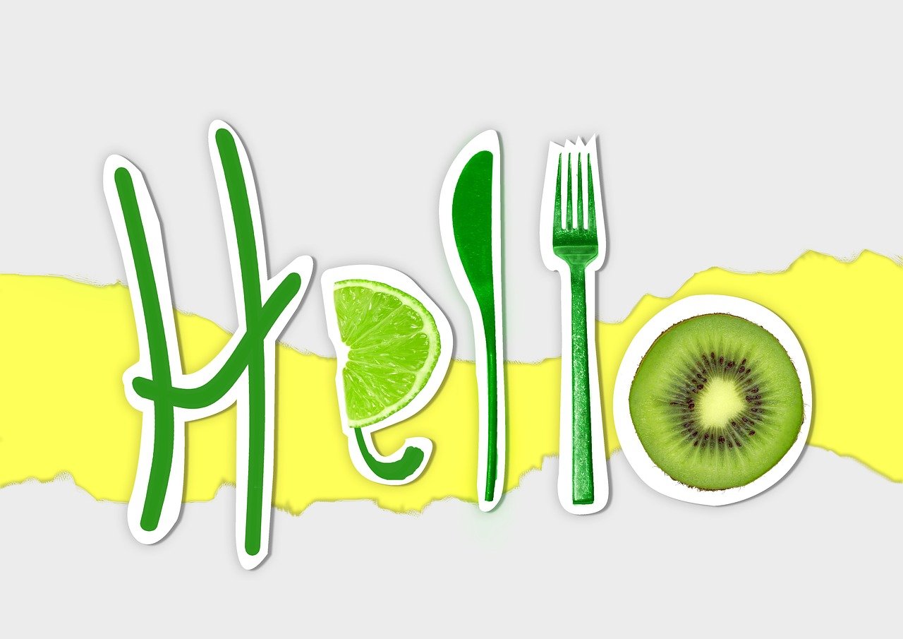 a piece of paper with the word hello written on it, a digital rendering, inspired by Grillo Demo, trending on pixabay, hurufiyya, selena gomez made out of celery, amazing food illustration, lemon, vector design