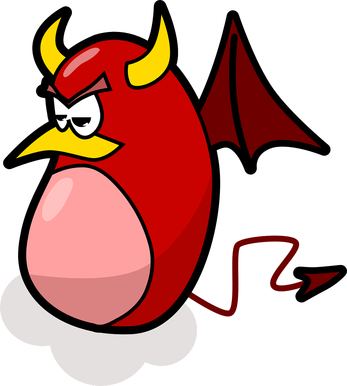 a red angry bird with horns and wings, vector art, inspired by Heinz Anger, pixabay, mingei, fat dragon with rider, scary vampire, hurricane, hot