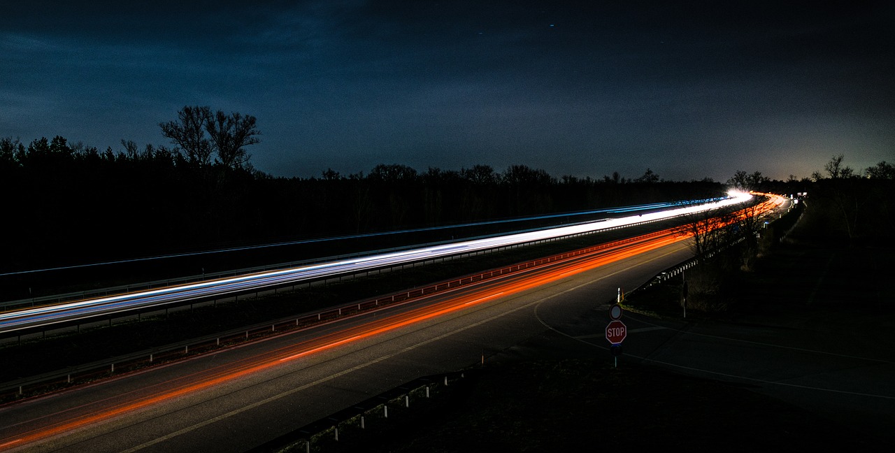 a long exposure photo of a highway at night, by Thomas Häfner, unsplash, realism, shot on leica sl2, 1080p, 4 0 0 mm, outdoor photo