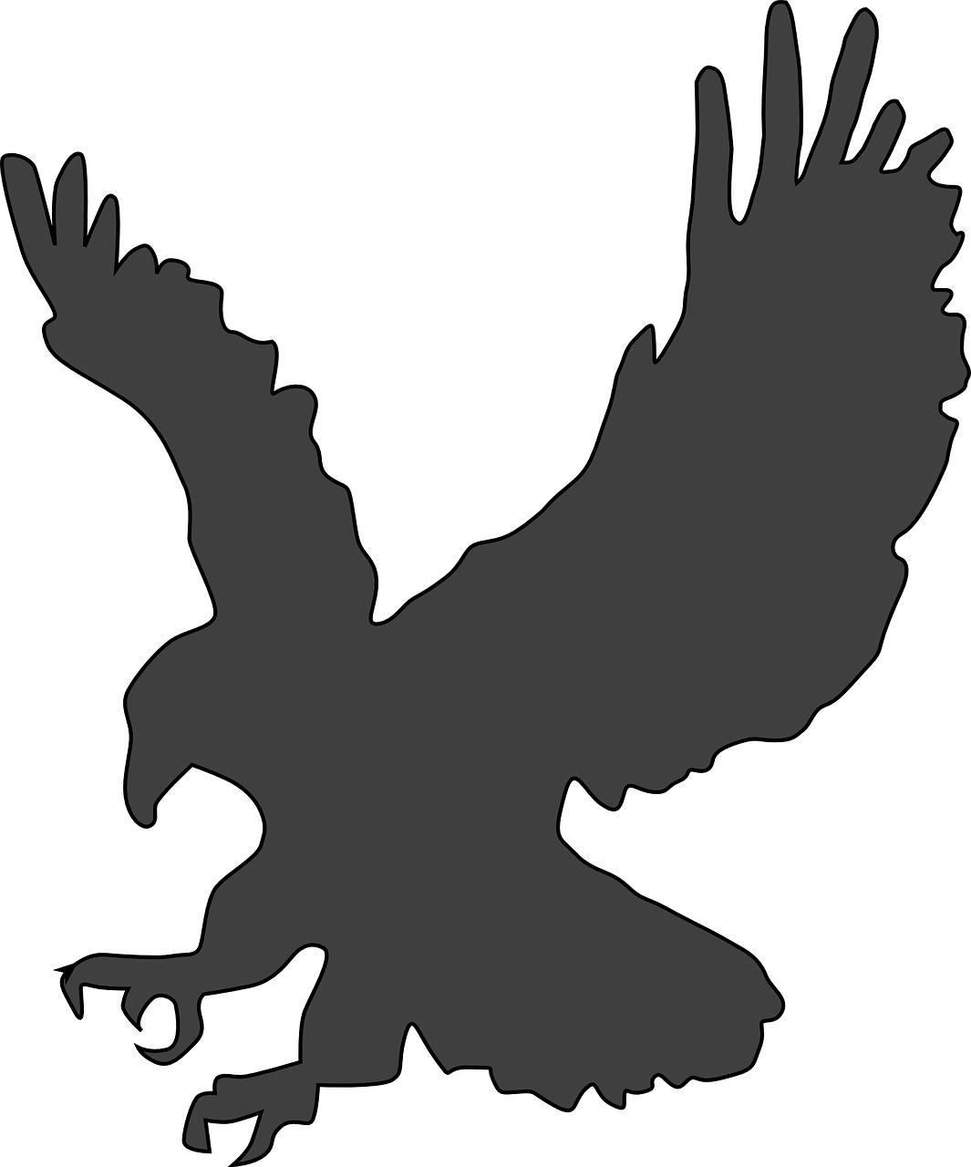 a silhouette of an eagle on a black background, a screenshot, inspired by Kōno Michisei, pixabay, solid light grey background, drakenguard inspired, zoomed, background image