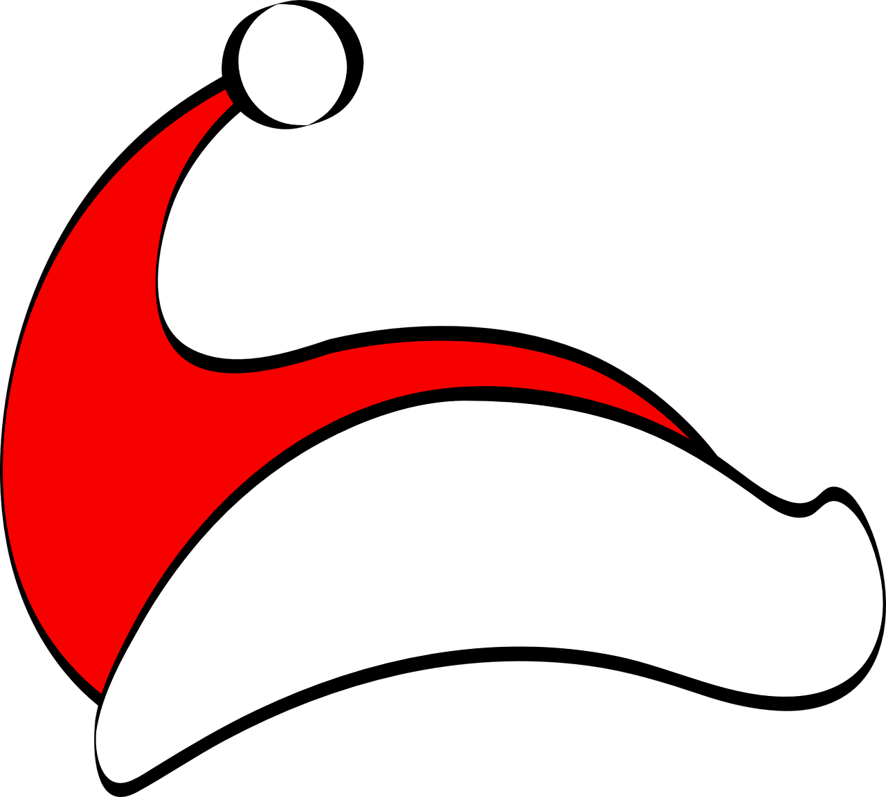 a red and white santa hat on a black background, inspired by Juraj Julije Klović, logo in abstract style, everyone having fun, wikimedia, homestar runner