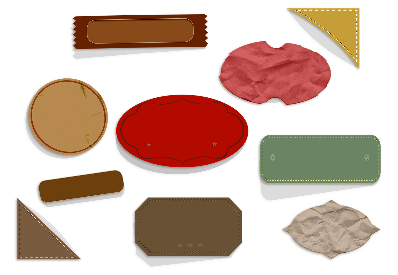 a bunch of food items sitting on top of a table, concept art, conceptual art, beautiful labels, on a black background, vintage shapes, leather padding