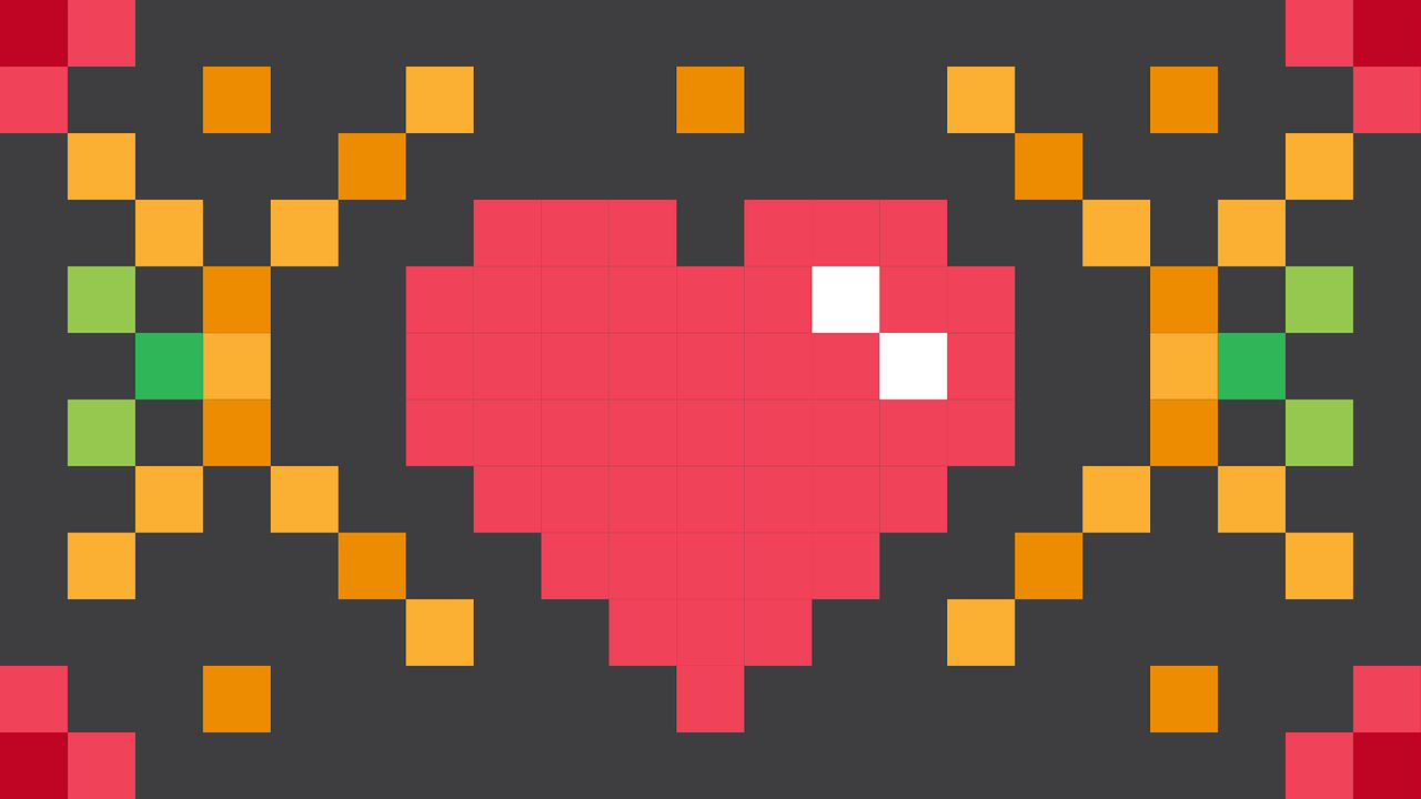 a red apple sitting on top of a black table, inspired by Luma Rouge, pixel art, heart rate, discord profile picture, love is begin of all, heart emblem on chest