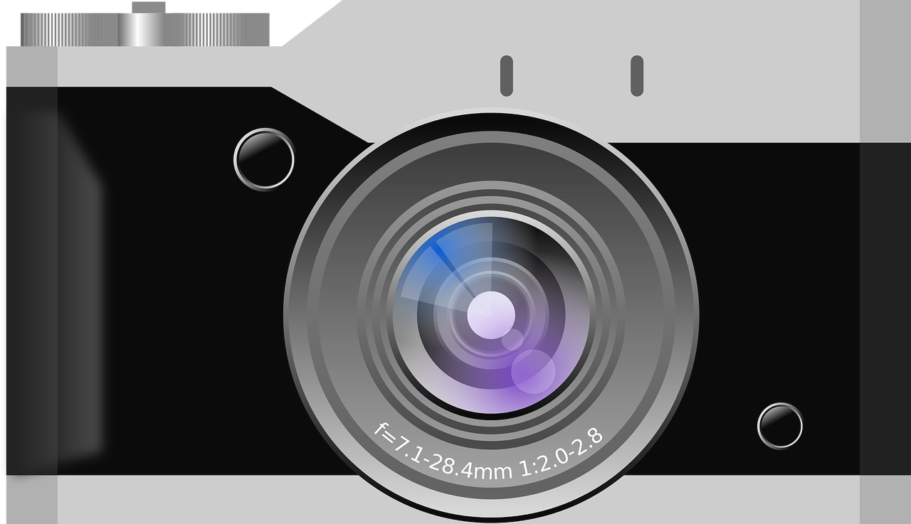 a black and white photo of a camera, a picture, by Tom Carapic, pixabay, photorealism, app icon, sharp focus vector centered, gradient aperture, sharp focus illustration