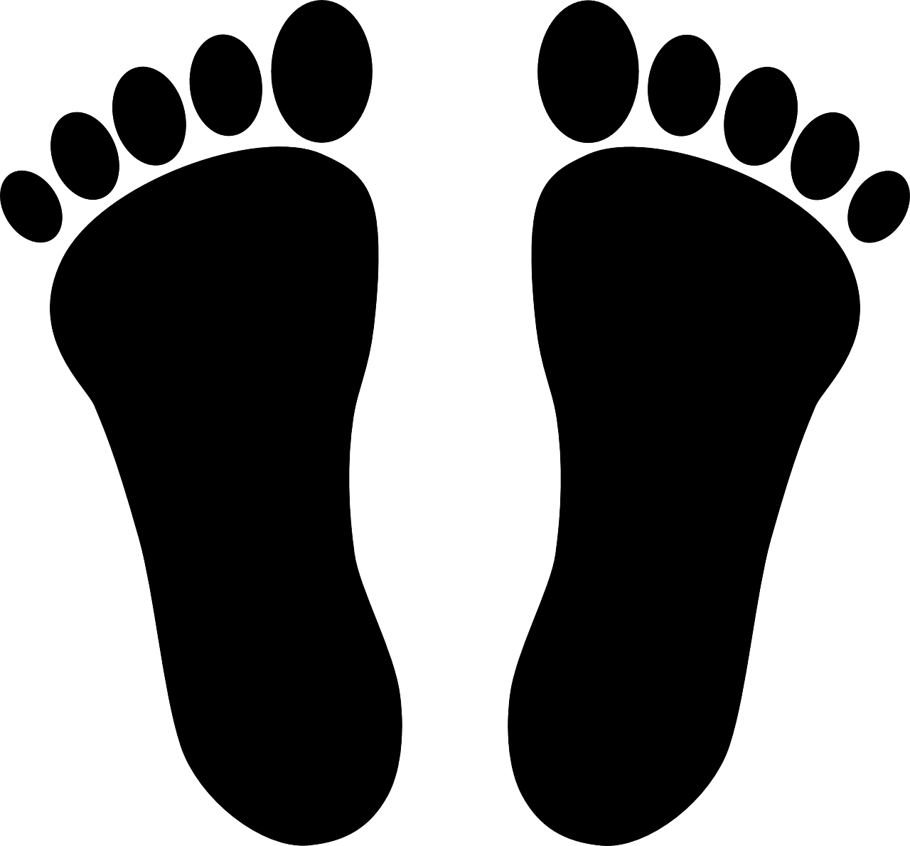 a pair of feet on a black background, a stipple, pixabay, simple path traced, black outline, drawn in microsoft paint, black floor