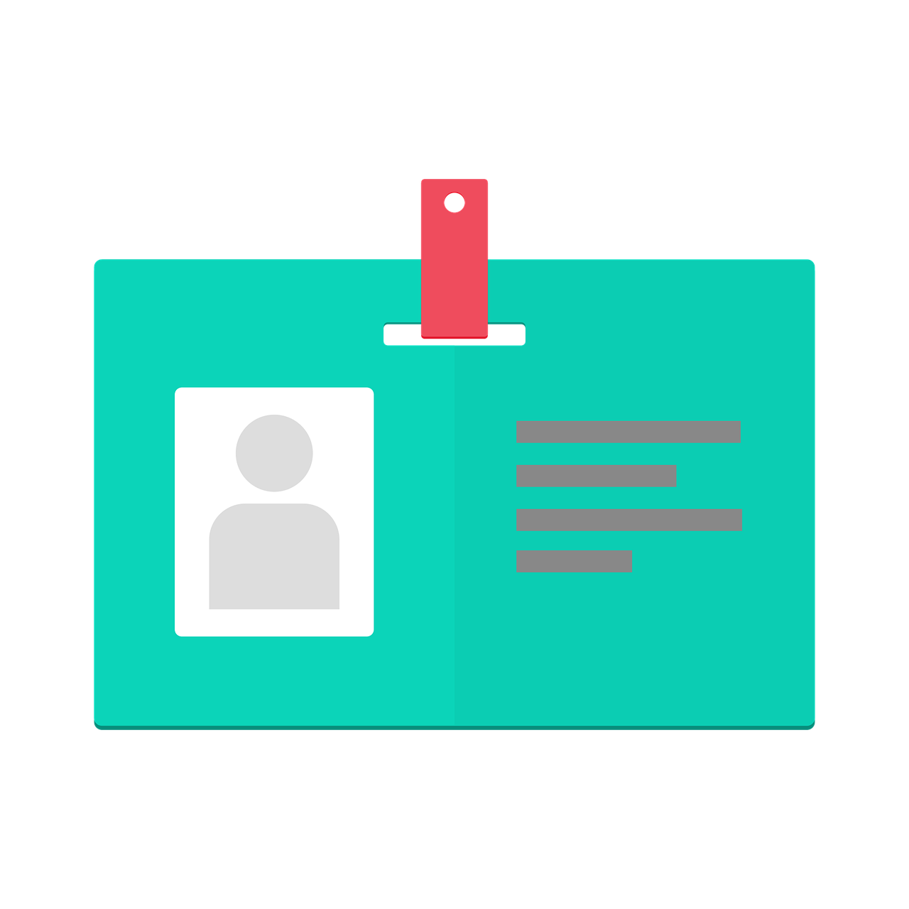 a green id card with a picture of a person on it, by Andrei Kolkoutine, unsplash, vector icon, on a flat color black background, red and cyan, animation