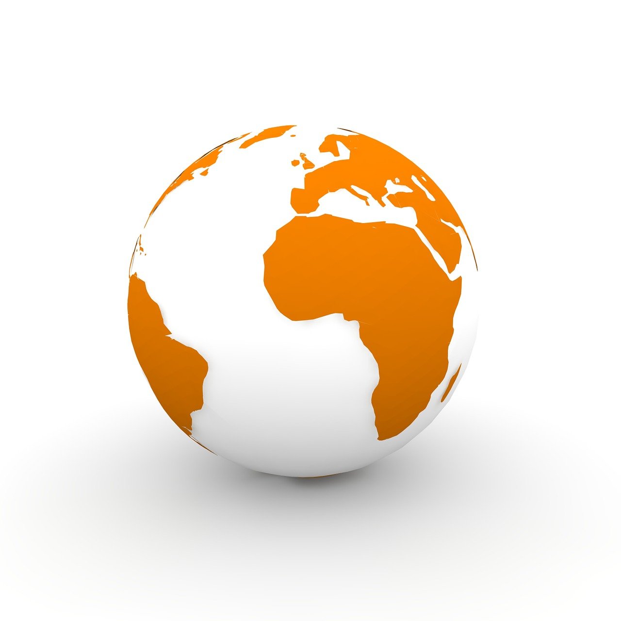 an orange and white globe on a white surface, a picture, istockphoto, africa, unbiased render, operation