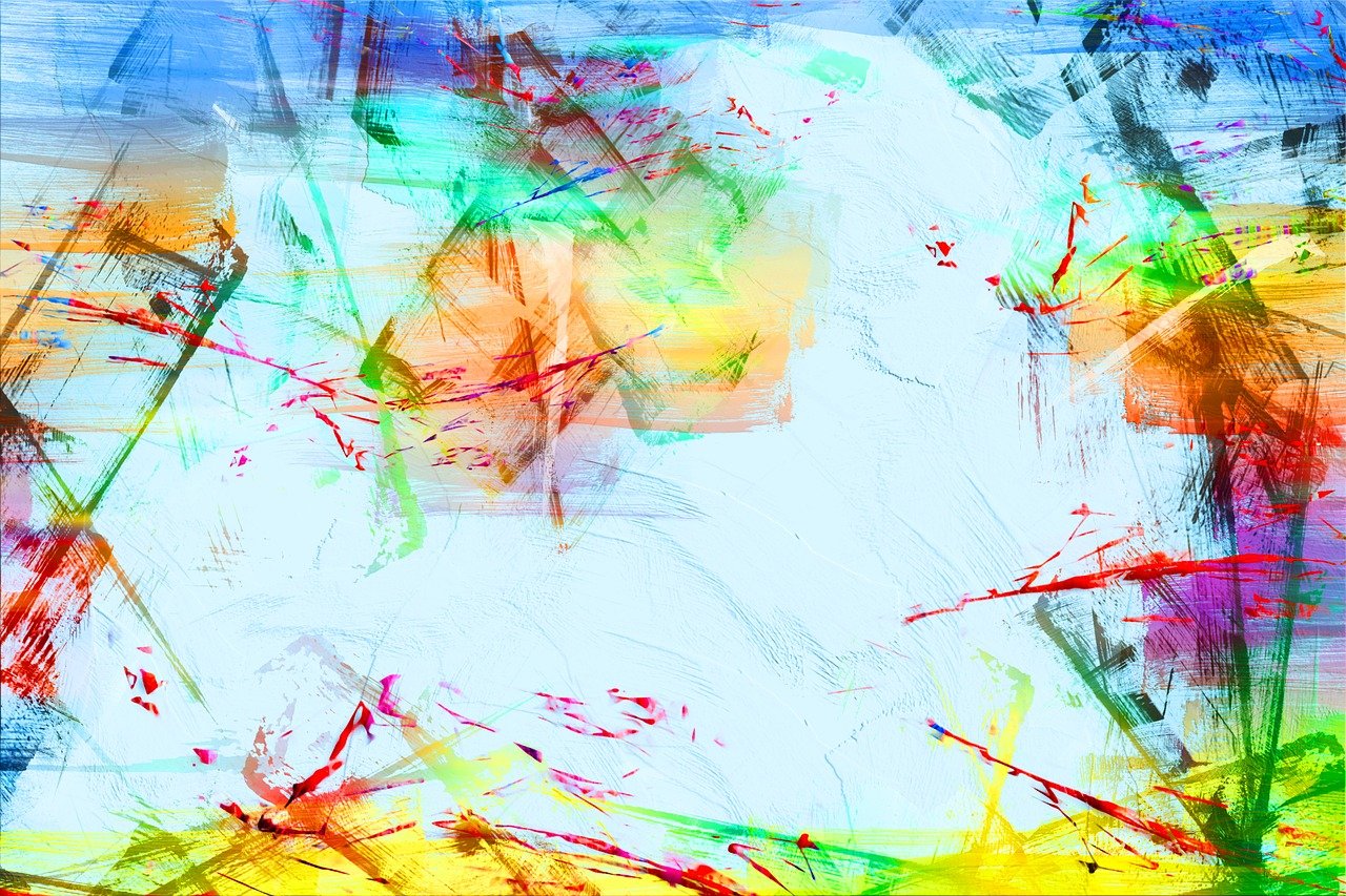 a painting of a group of people with umbrellas, a digital painting, inspired by Lorentz Frölich, abstract art, pencil marks hd, vibrant cmyk dye overpainting, abstract background, shattered abstractions