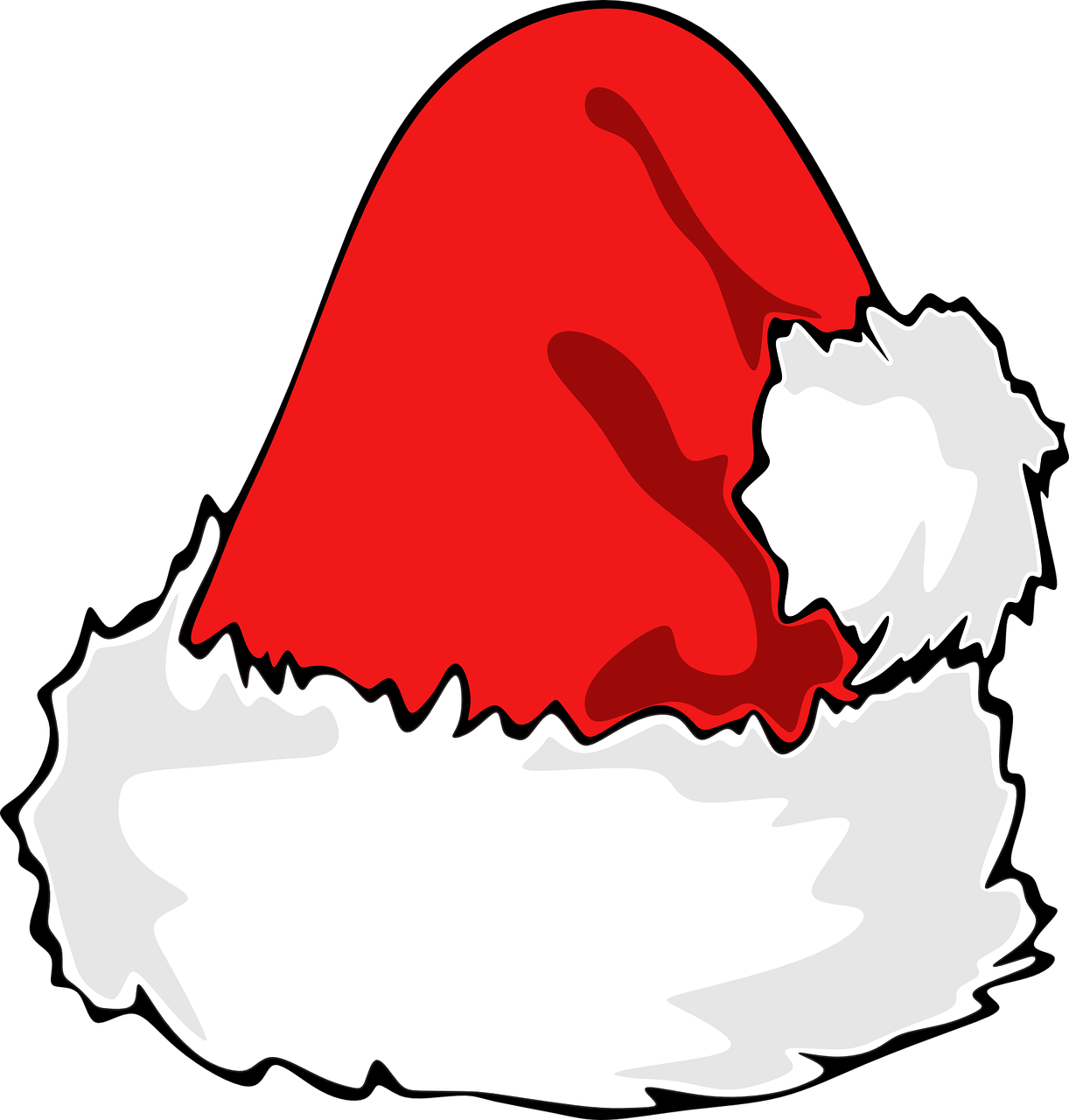 a santa hat on a black background, by Robert Childress, pixabay, sōsaku hanga, full color illustration, right side profile, red white background, sleeping