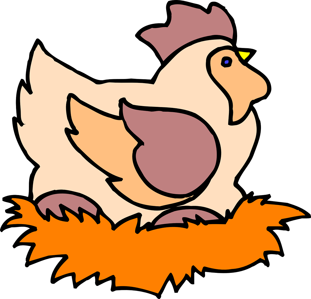 a bird sitting on top of a nest, an illustration of, pixabay, chicken, “portrait of a cartoon animal, version 3, stuffed