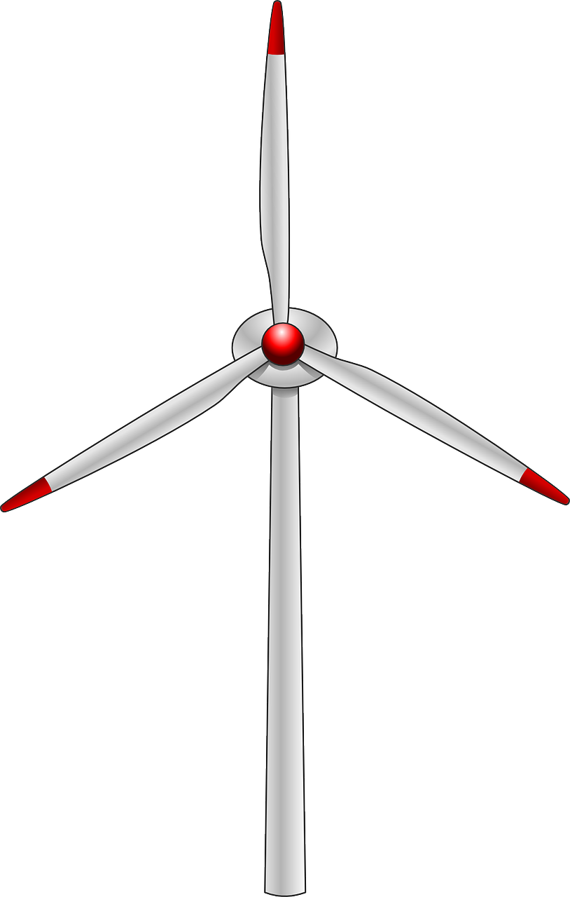 a wind turbine on a white background, pixabay, hurufiyya, cel shaded vector art, red and grey only, 1128x191 resolution, pointy shell