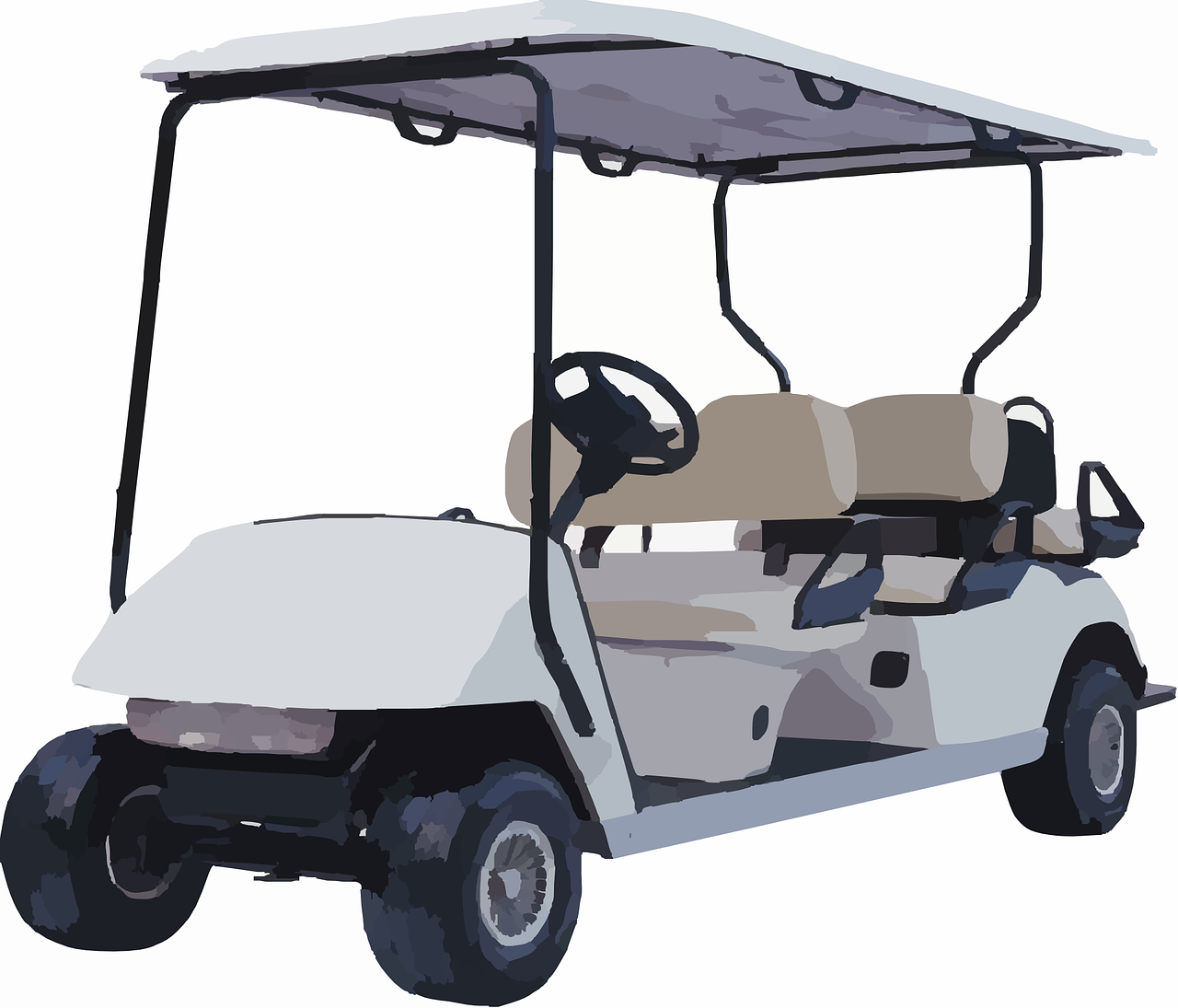 a white golf cart on a white background, by Hugh Hughes, digitally drawn, hero shot, vector, flash photo
