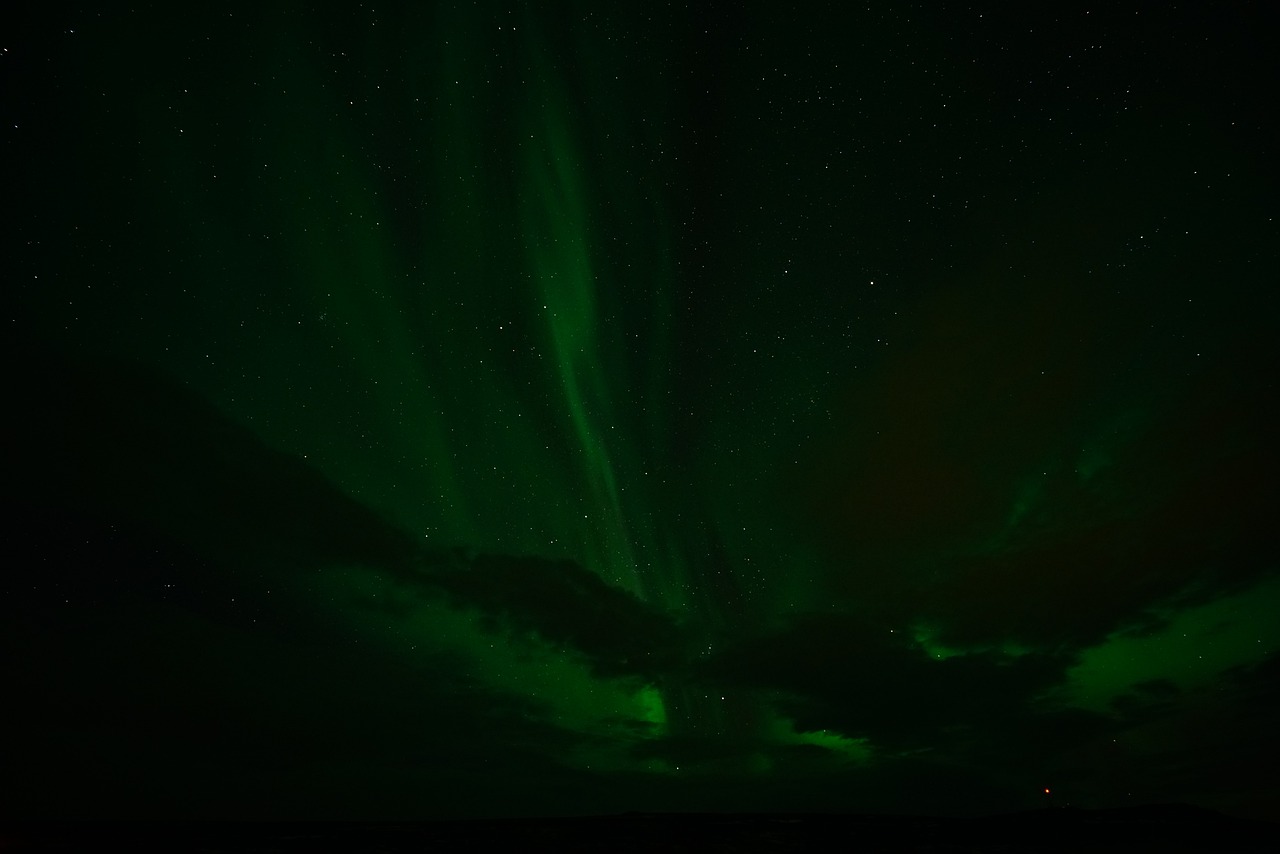 a sky filled with lots of green lights, a picture, by Ejnar Nielsen, hurufiyya, polar, sky!!!, whirling gasses, ox
