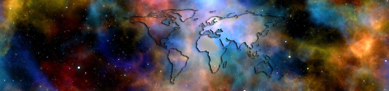 a group of people standing next to each other in space, by Jon Coffelt, space art, world map, silver, closeup, spanish