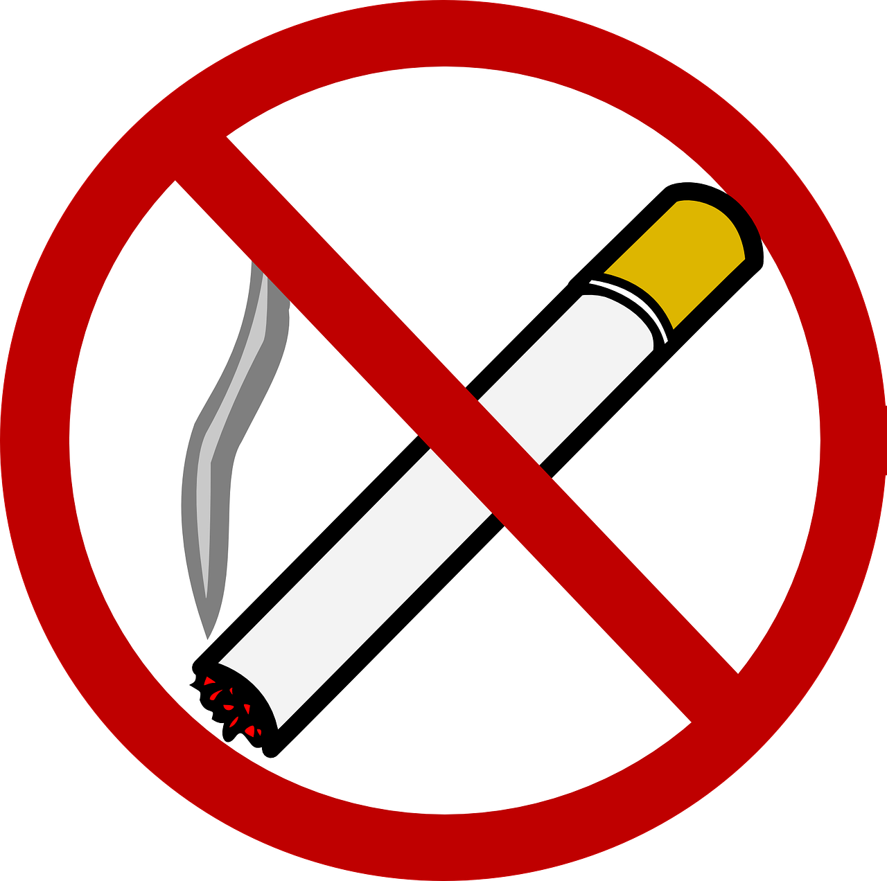 a no smoking sign on a black background, a cartoon, pixabay, bauhaus, with cigar, round, no jersey, 2 0 1 0 photo
