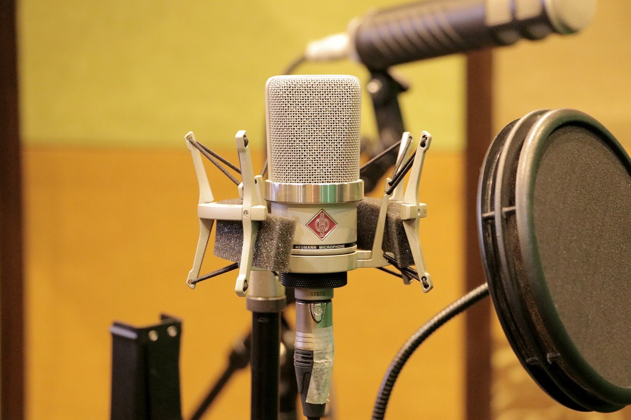 a close up of a microphone in a recording studio, shin hanga, dynamic!!, without duplication noise, owl studio and j.dickenson, make all elements sharp