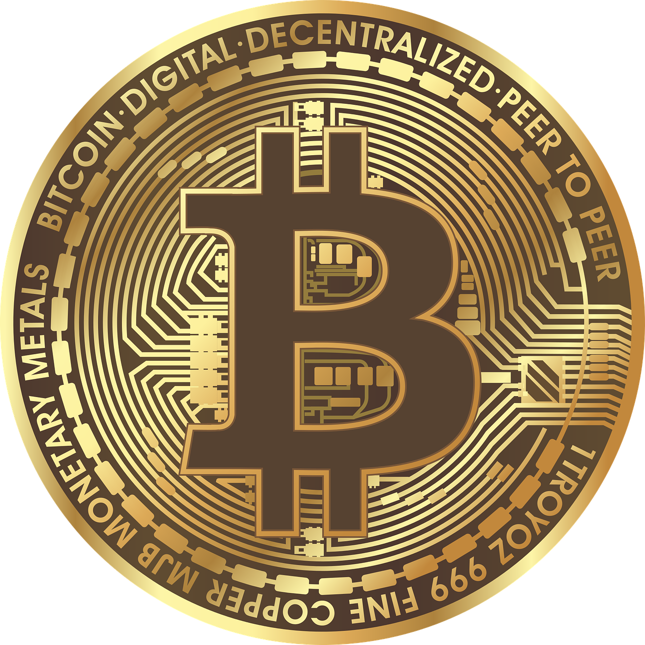 a golden bitcoin on a black background, by Robert Richenburg, pixabay, digital art, 1 6 x 1 6, circular logo, listing image, demolition