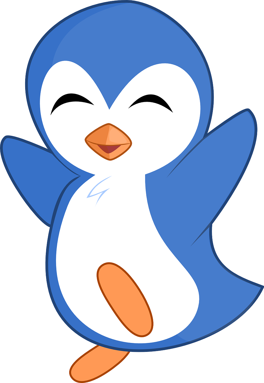 a blue and white penguin with its eyes closed, an illustration of, chibi, fbx, happy, heavenly