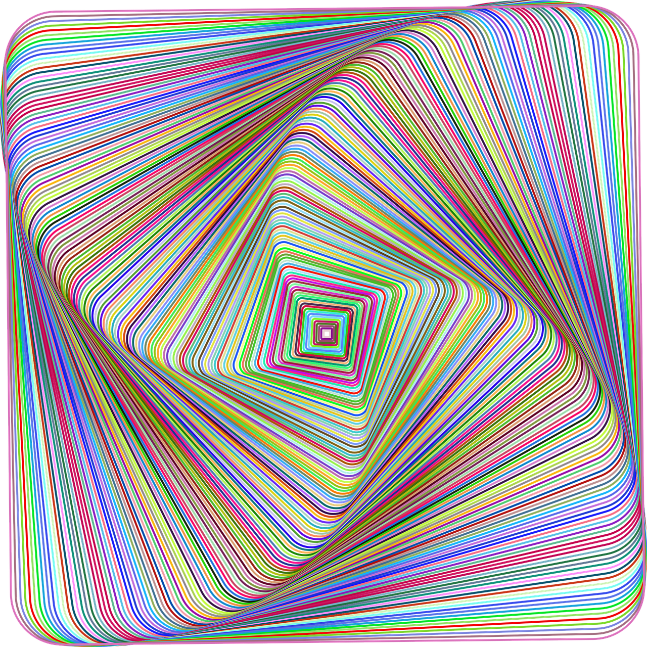 a multicolored square shaped object on a black background, an abstract drawing, inspired by Richard Anuszkiewicz, abstract illusionism, infinite psychedelic waves, !!! very coherent!!! vector art, highly detailed and hypnotic, in a shapes background