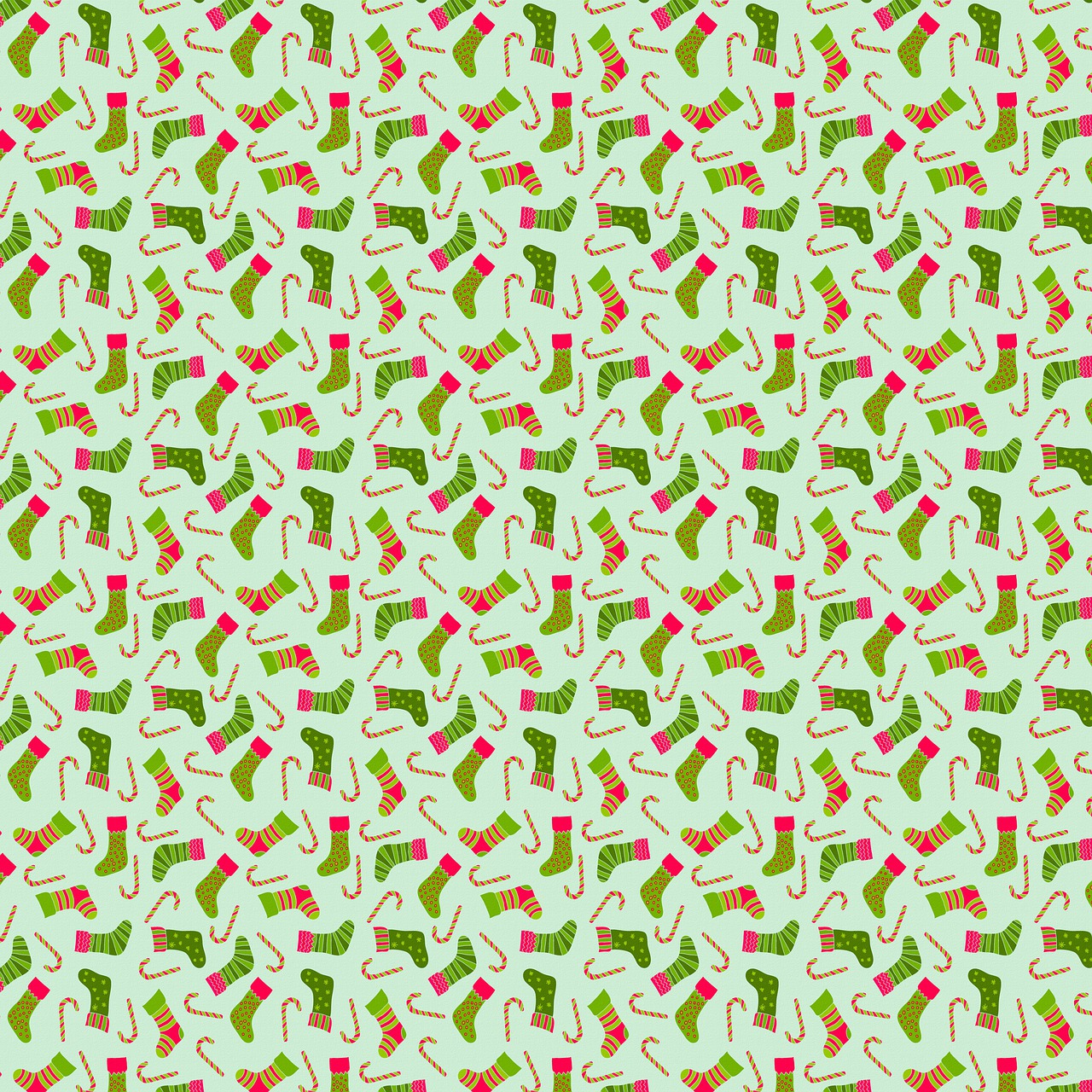 a pattern of stockings and stockings on a green background, 🕹️ 😎 🔫 🤖 🚬, confetti, digital art - w 640, candy canes