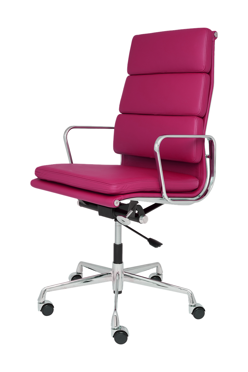 a pink office chair against a black background, by Nina Hamnett, 3d asset, high detail product photo, edited, clematis design