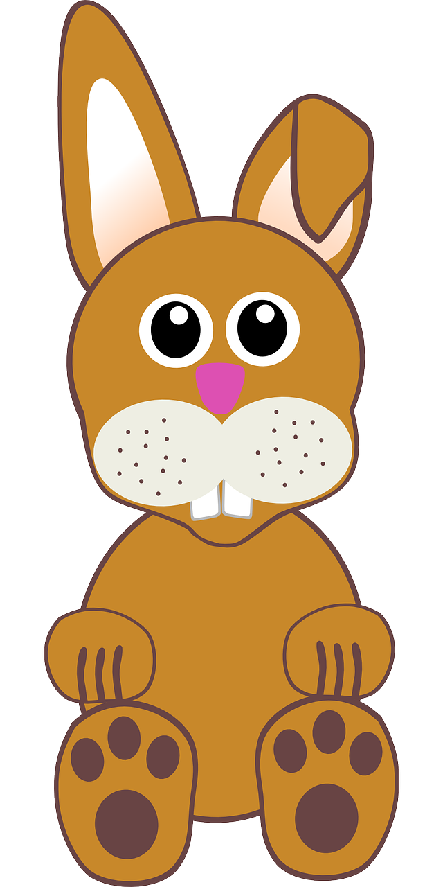 a brown bunny that is sitting down, inspired by Nyuju Stumpy Brown, pixabay, sōsaku hanga, with symmetrical head and eyes, phone photo, !!! very coherent!!! vector art, card