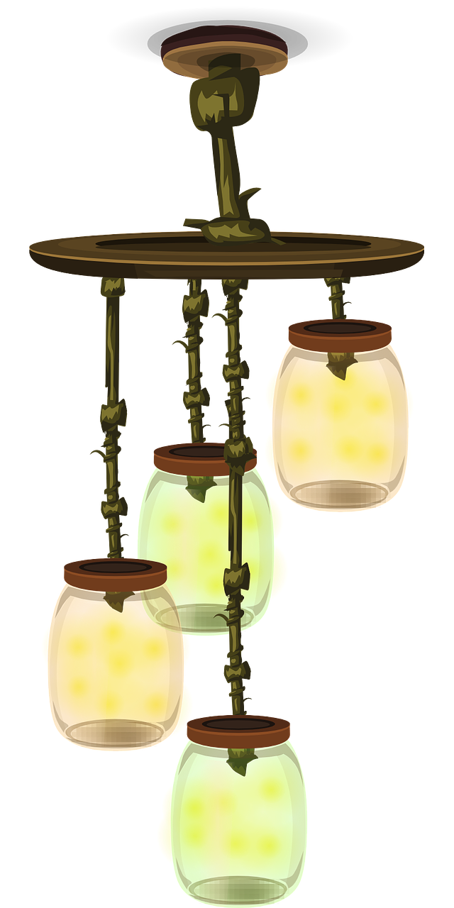 a bunch of lights hanging from a ceiling, polycount contest winner, jar of honey, no gradients, [[fantasy]], ingame image