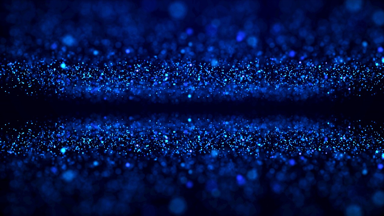 a close up of blue glitter on a black background, digital art, inspired by Yves Klein, pexels, lights in distance, 1024x1024, infinite quantum waves, background image