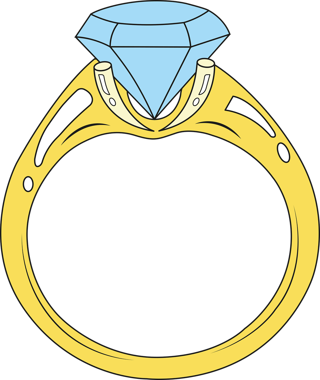 a diamond ring on a black background, inspired by L. A. Ring, minimalism, cartoon style illustration, blue gold and black, without text, venture brothers