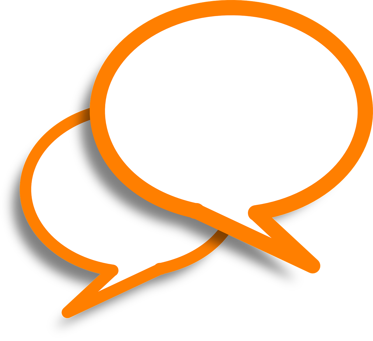 two orange speech bubbles on a white background, by Chris Rahn, 000, cad, custom, of