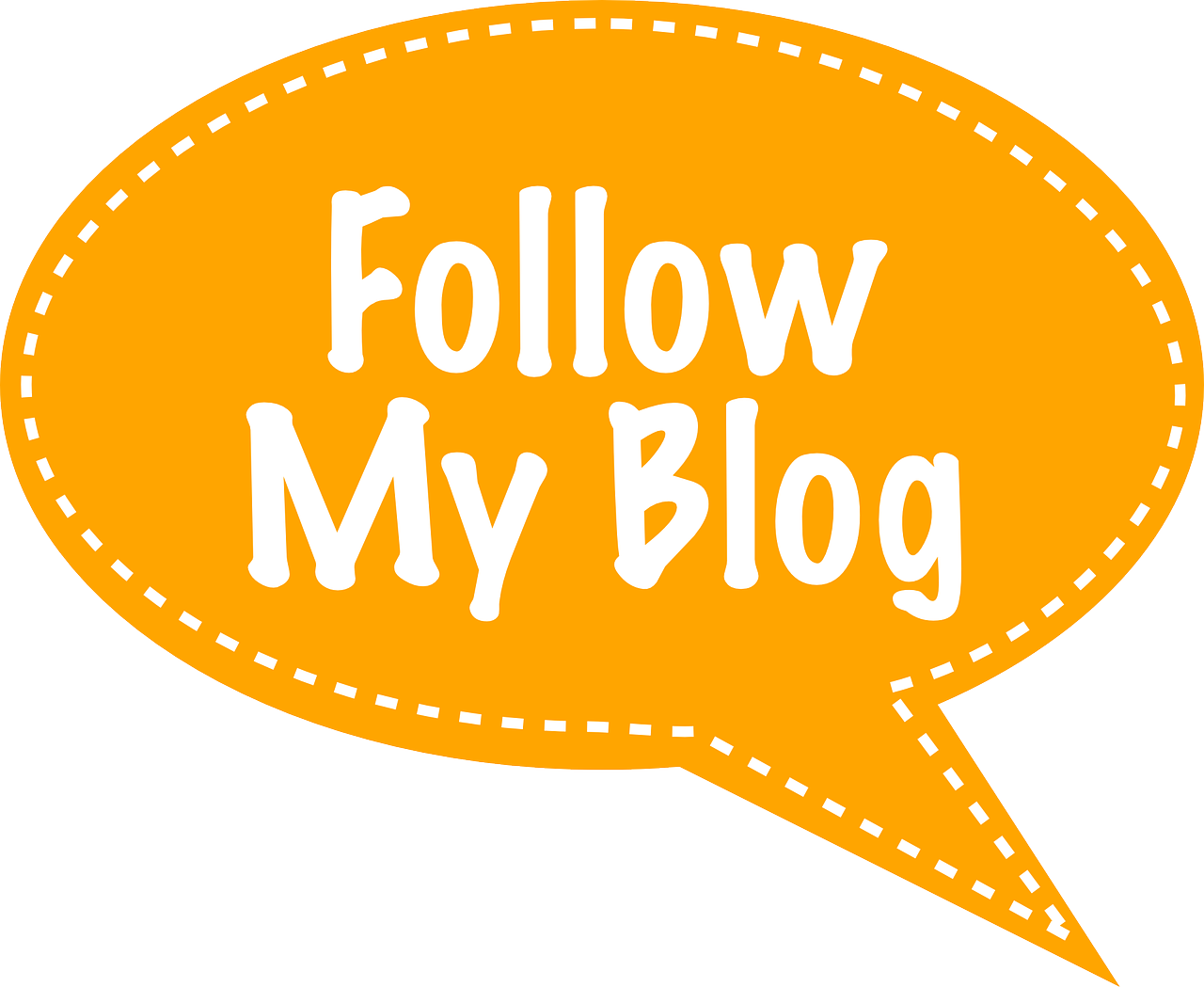 a speech bubble that says follow my blog, a picture, by Lena Alexander, featured on pixabay, yellow-orange, 🐎🍑, i_5589.jpeg, floor