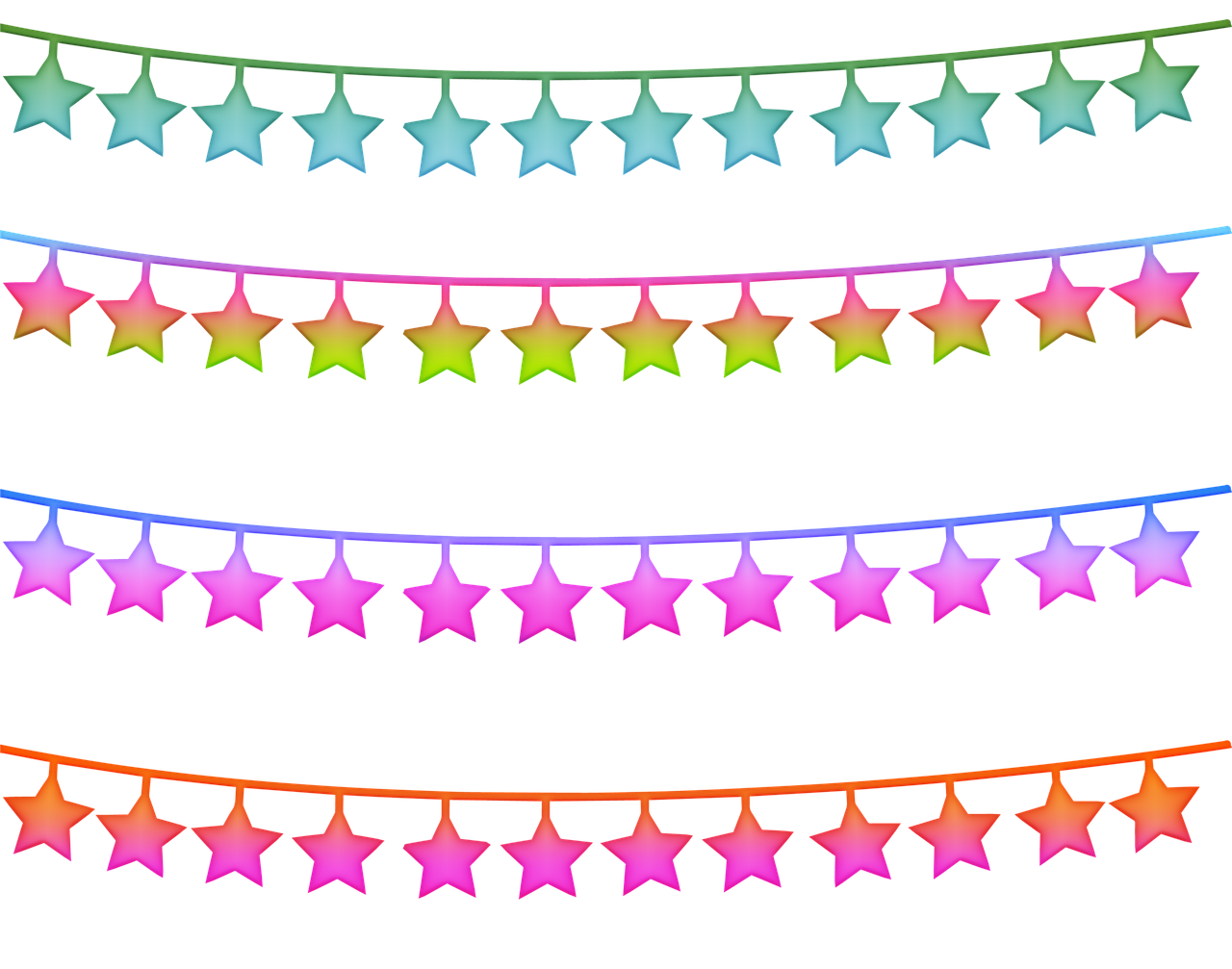 a string of neon stars on a black background, a photo, high res, cloth banners, closeup photo, isolated on white background