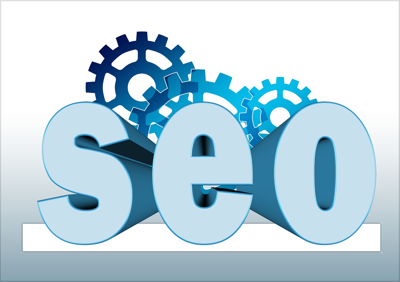 the word seo surrounded by gears on a white background, a digital rendering, by Mirko Rački, trending on pixabay, banner, blue, clean cel shaded vector art, they might be crawling