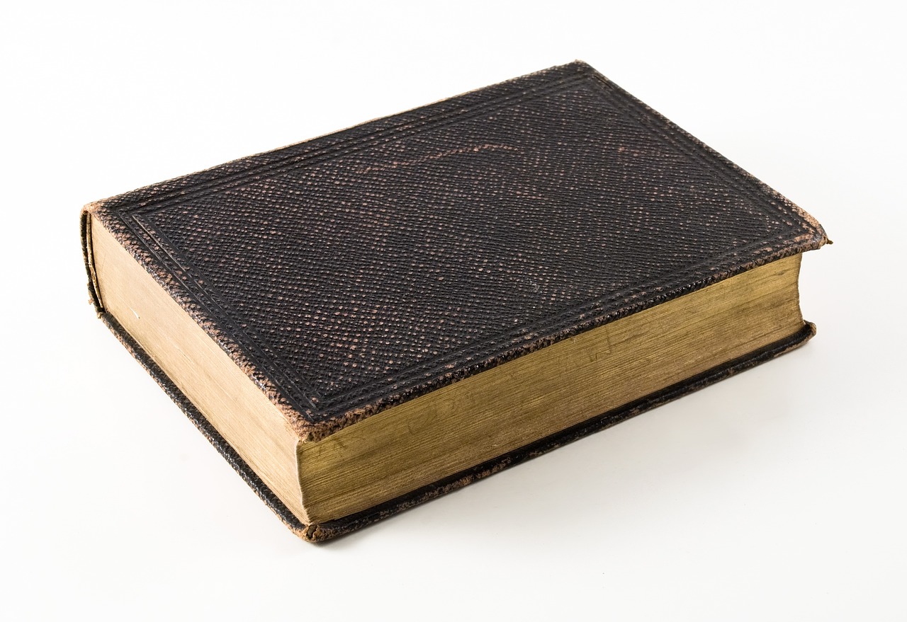 an old book sitting on top of a table, by John Murdoch, flickr, set against a white background, 19th-century, the black box, a high angle shot