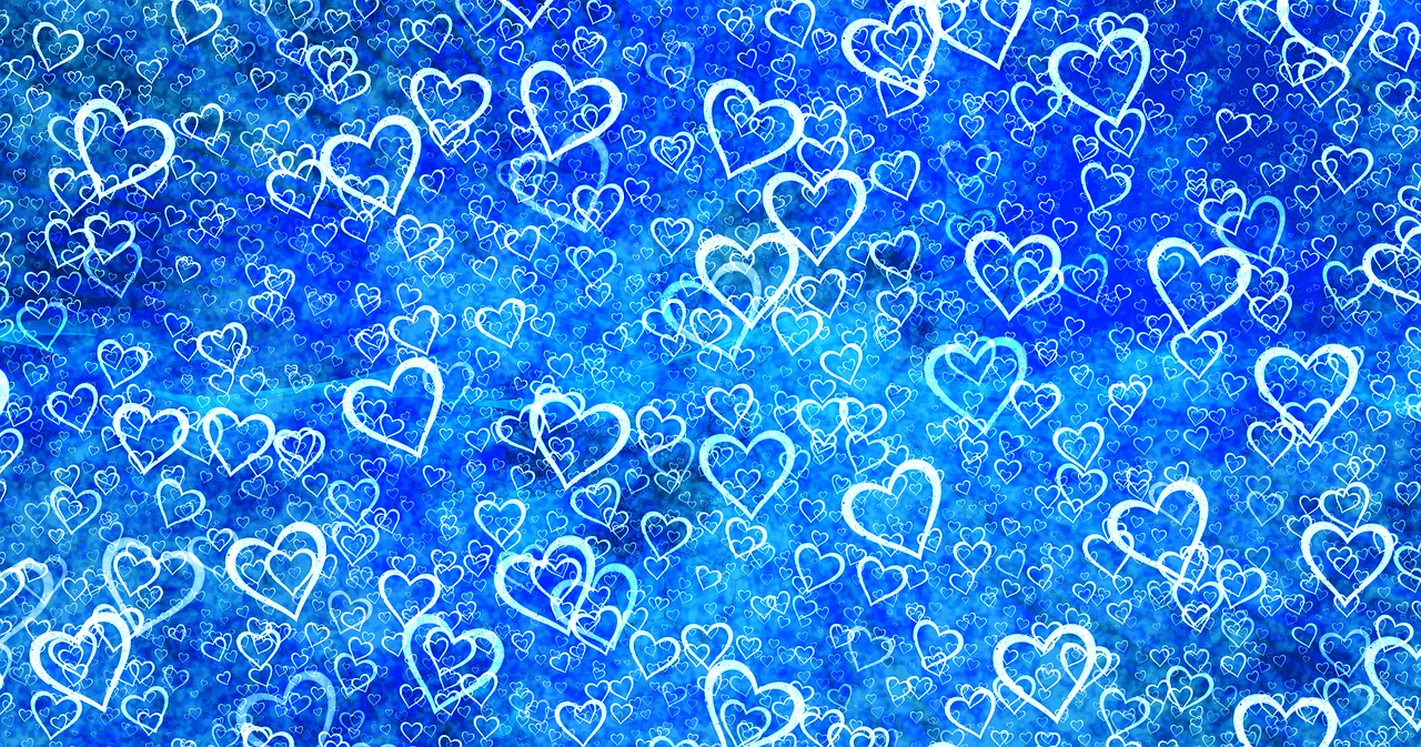 a bunch of blue and white hearts on a blue background, inspired by Yves Klein, computer art, abstract painting fabric texture, swirly magic ripples, grunge art, ((blue))