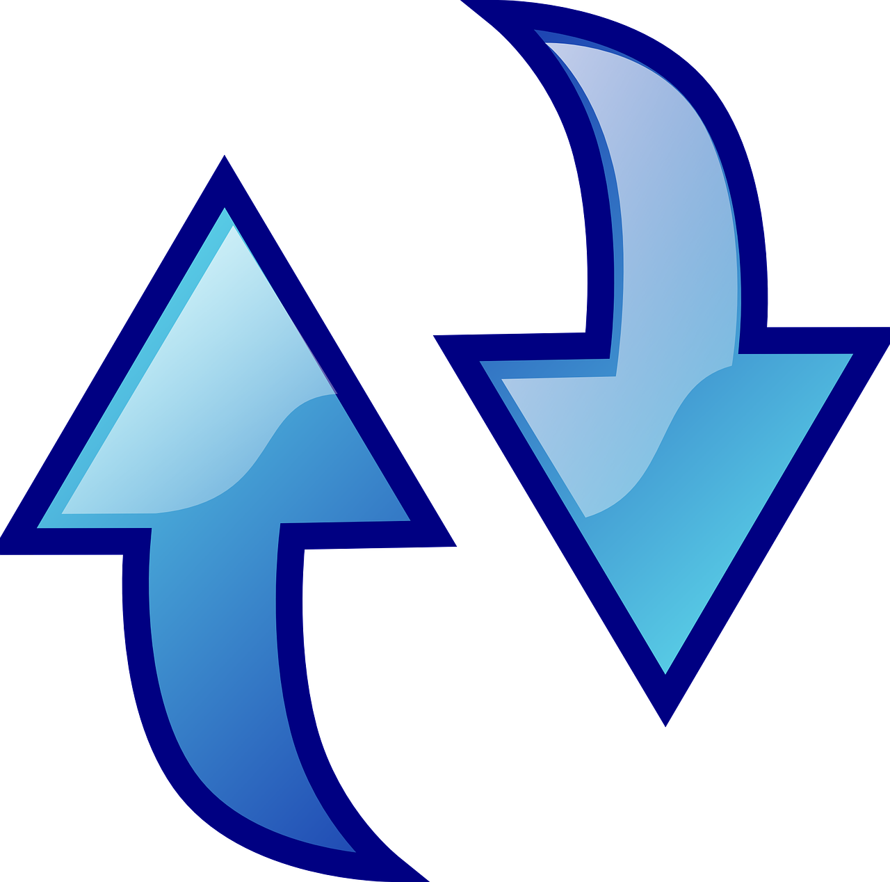 two blue arrows pointing in opposite directions, deviantart, return of the many to the one, vector image, upsidedown, computer - generated