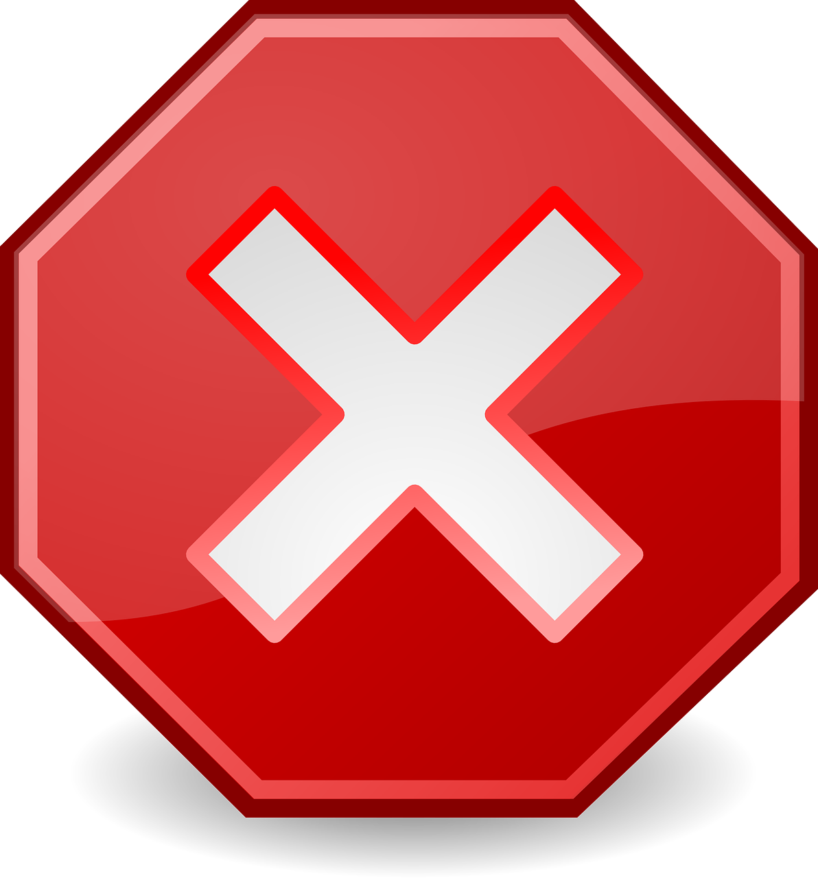 a red stop sign with a white x on it, vector art, by Alexander Fedosav, excessivism, blocky shape, delete, crystal, closed mouth