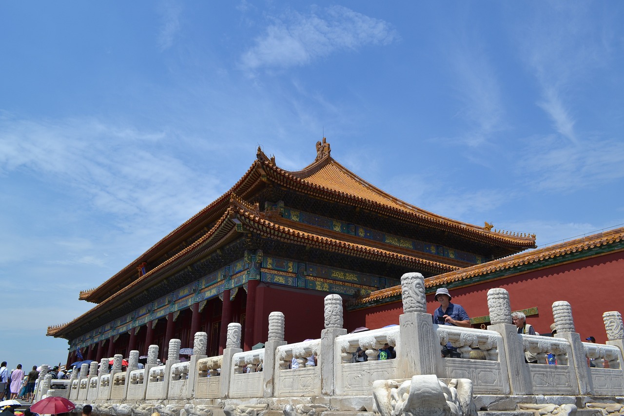 a group of people standing in front of a building, by Weiwei, pexels contest winner, cloisonnism, palace floating in heaven, sculpture of carving marble, perspective wide angle view, shaded