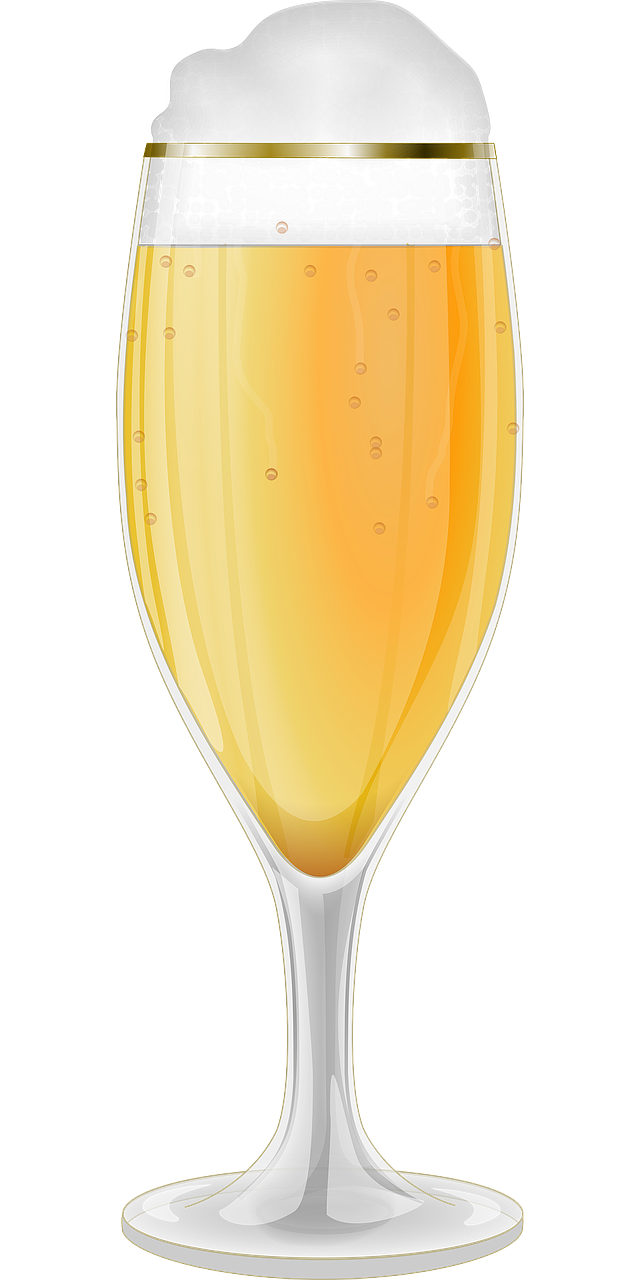 a glass of beer with ice in it, a digital rendering, inspired by Jacopo Bellini, art nouveau, egg yolk, champagne, high angle close up shot, made with illustrator