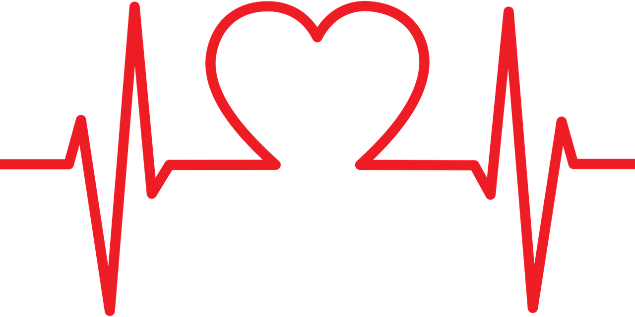 a heart beat symbol on a black background, by derek zabrocki, hurufiyya, thin red lines, sitting down, nurse, they are in love