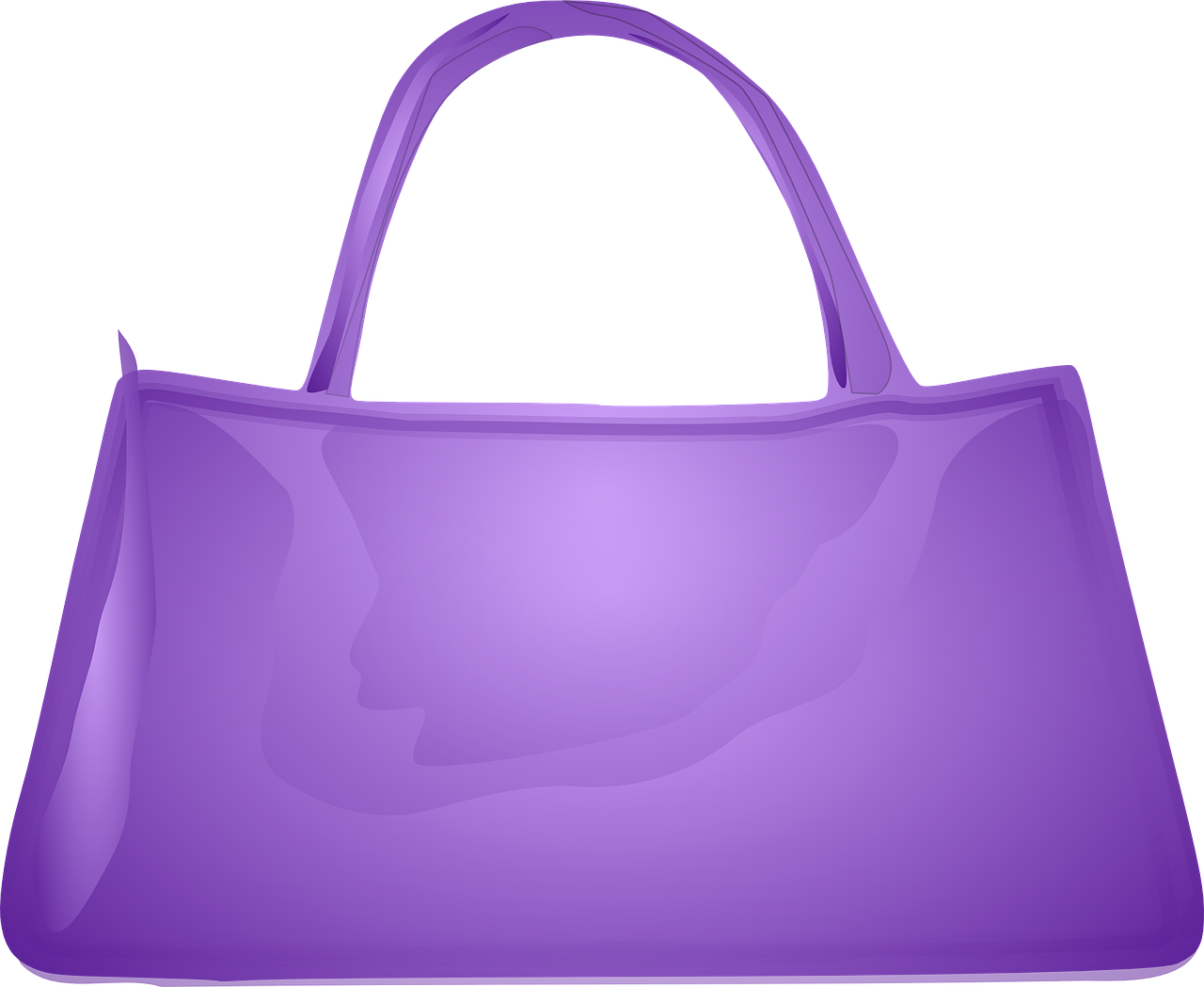 a purple purse on a black background, digital art, clipart, glossy plastic, seen from outside, ladies