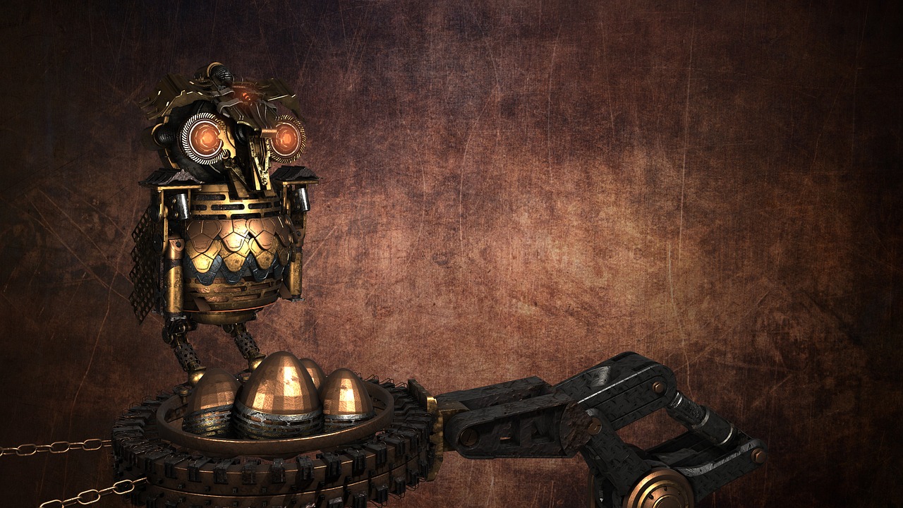 a steam clock sitting on top of a table, a 3D render, polycount contest winner, digital art, steampunk robot scorpion, close-up of a robot sitting down, 8k octae render photo