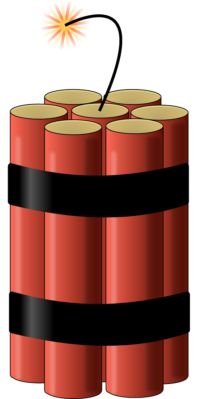 a bunch of dynamites sitting on top of each other, a digital rendering, inspired by Heinz Anger, pixabay, massive battery, it has a red and black paint, candle, icbm