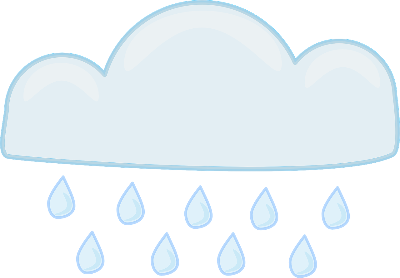 a cloud with rain drops coming out of it, a cartoon, inspired by Shūbun Tenshō, blank, wide scene, low resolution, water - logged
