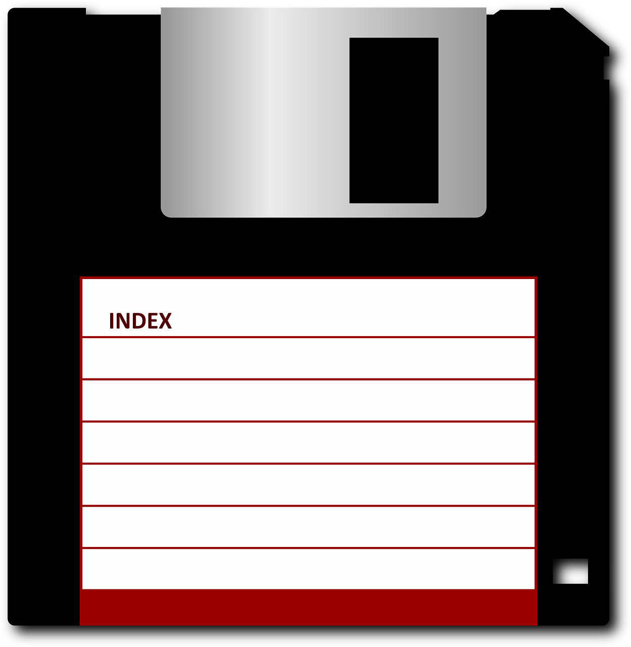 a floppy disk with index on it, a screenshot, by Andrei Kolkoutine, clip-art, front label, backround dark, sheet