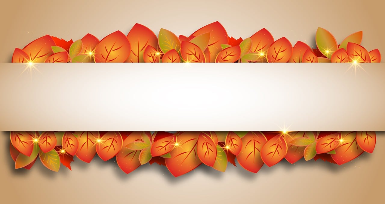 a banner with autumn leaves on a beige background, shutterstock, hd vector art, computer generated, illustrator vector graphics, crisp details