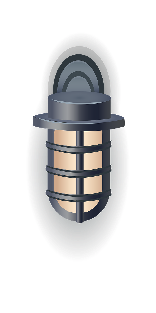 a close up of a light on a black background, a digital rendering, pixabay, digital art, cell shaded cartoon, hibernation capsule close-up, clipart, sconces